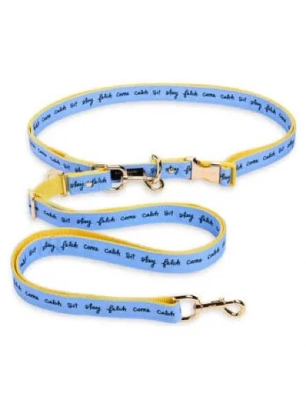 Kate Spade New York Raining Cats & Dogs Pet Collar & Leash Set M/L Dog Bundle